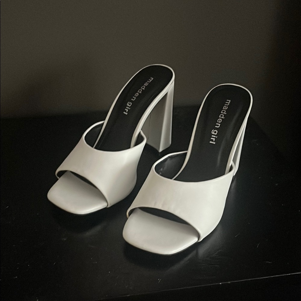 Madden Girl White Mules
